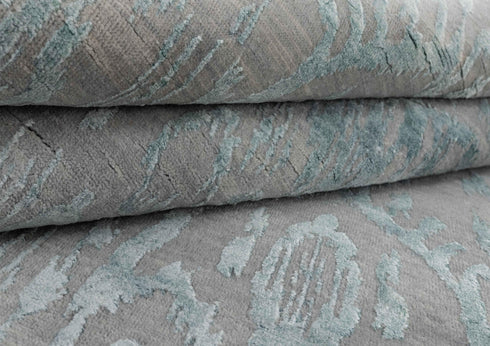 12x15 Area Rug Handmade Transitional Wool Silk Silver Aqua Blue  #3421(366x457 Cms.)
